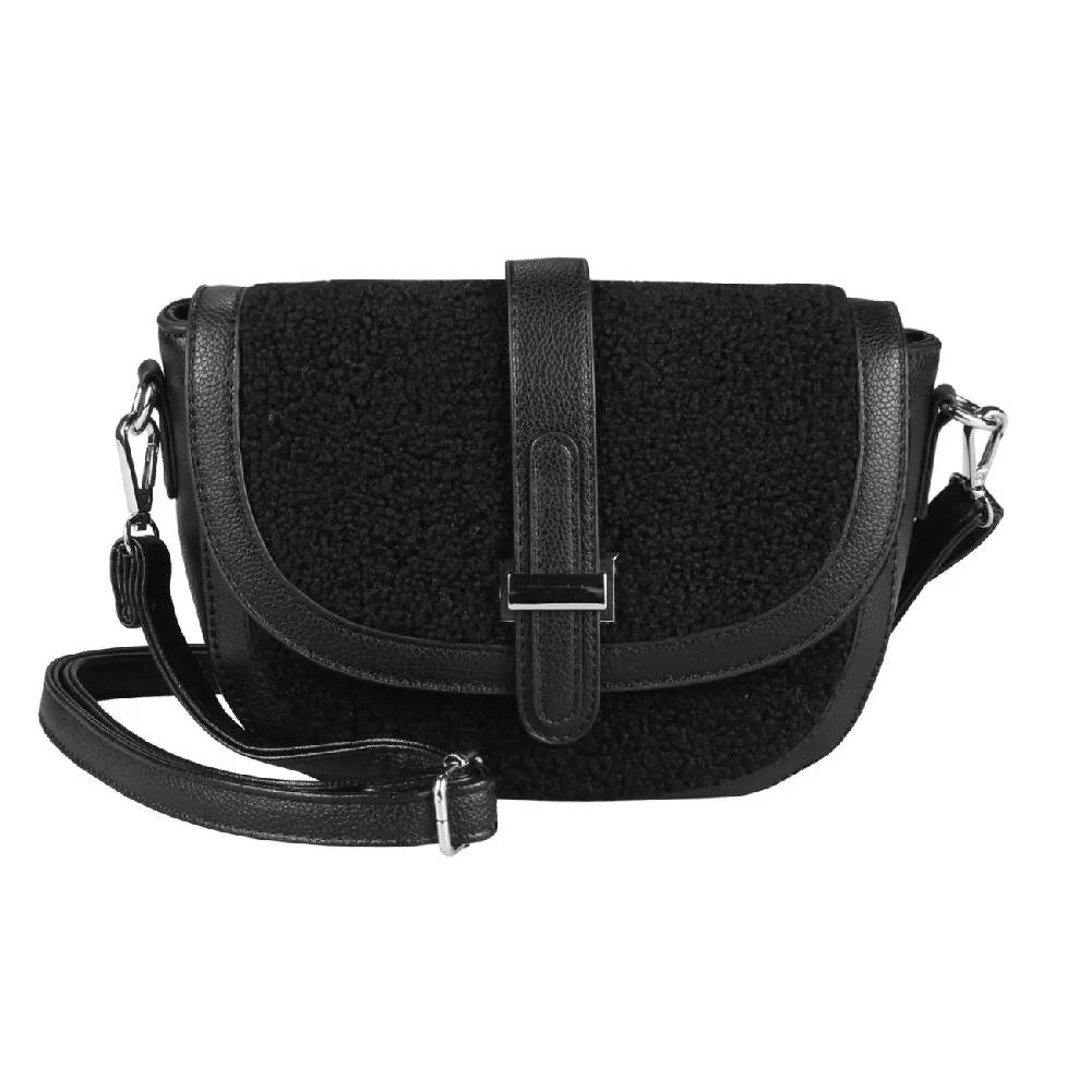 Damen Teddyfell Tasche Schultertasche Crossbody Kunstfell Umhängetasche CrossOver Überschlagtasche Bodybag Pelz Fell Plüsch Saisonschlussverkauf
