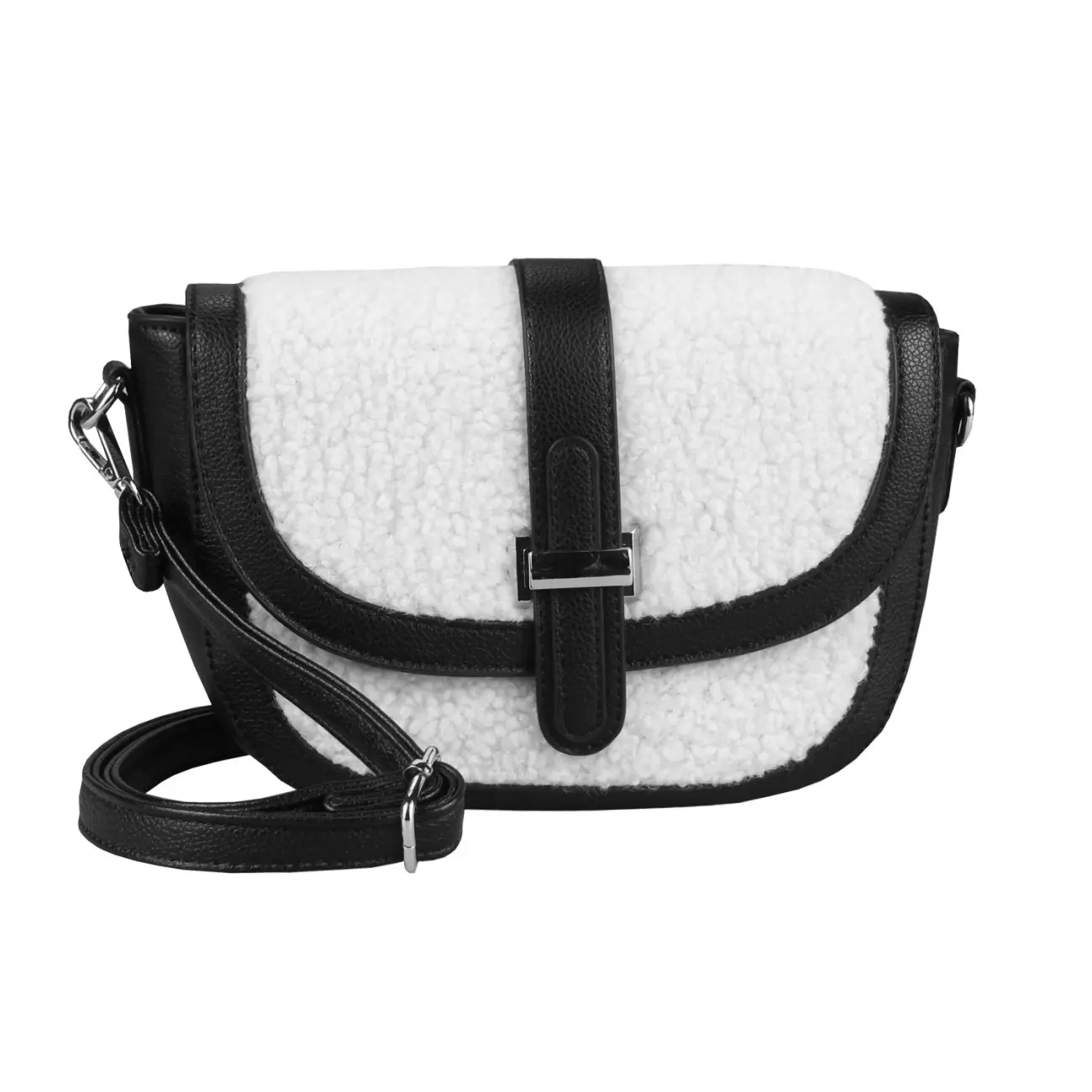 Damen Teddyfell Tasche Schultertasche Crossbody Kunstfell Umhängetasche CrossOver Überschlagtasche Bodybag Pelz Fell Plüsch Saisonschlussverkauf