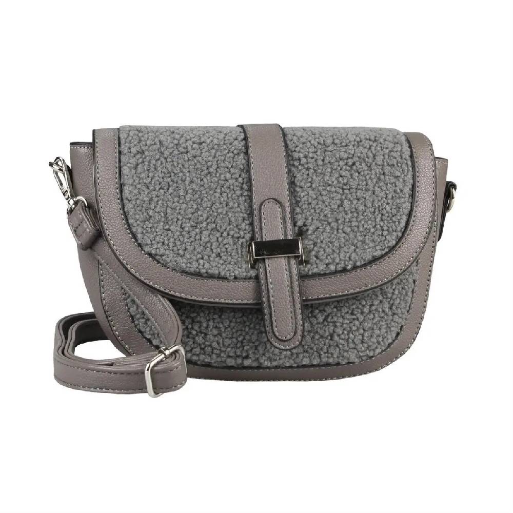 Damen Teddyfell Tasche Schultertasche Crossbody Kunstfell Umhängetasche CrossOver Überschlagtasche Bodybag Pelz Fell Plüsch Saisonschlussverkauf