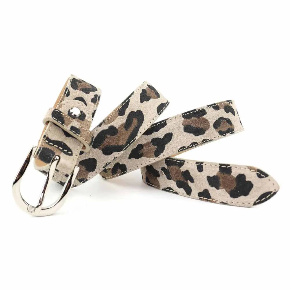 Made in Italy Damen Ledergürtel Leo-Muster Wildleder Hüftgürtel Taillengürtel Rindleder Gürtel Vintage 3cm breit Weihnachtsangebot