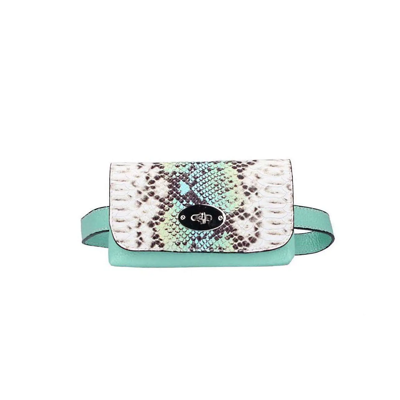 Made in Italy OBC DAMEN LEDER TASCHE Gürteltasche Crossbody Hüfttasche Bauchtasche Python Snake Muster Osterangebot