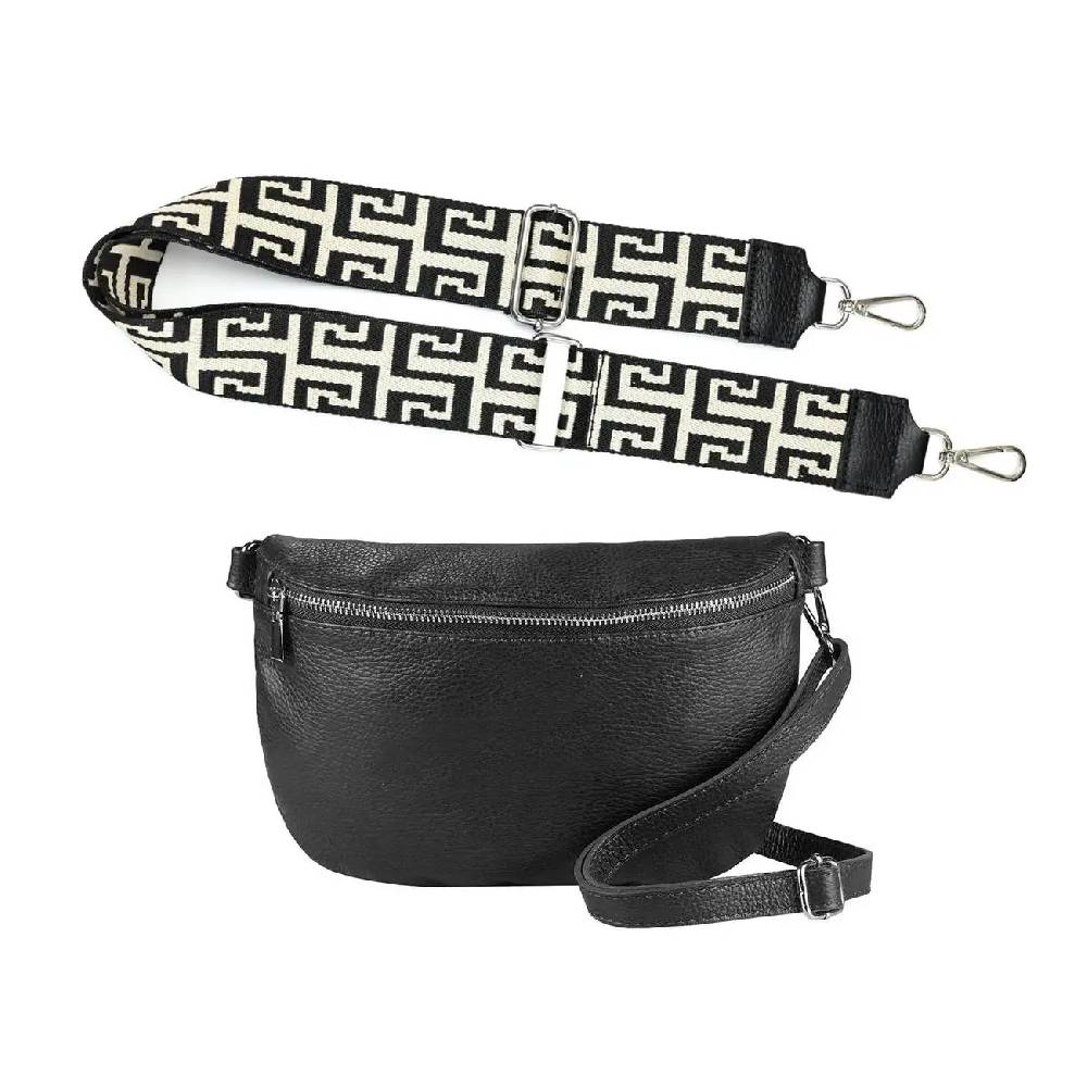 Made in Italy OBC DAMEN SET Gürteltasche + Schultergurt LEDER Crossbody Hüfttasche Bauchtasche Umhängetasche Brusttasche CrossOver Bodybag Schultertasche Handytasche Geldtasche Tasche Kosmetiktasche Jubiläumsangebot