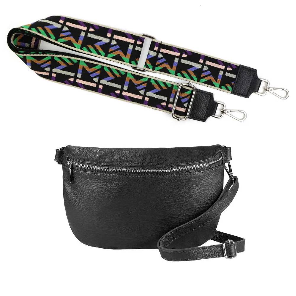 Made in Italy OBC DAMEN SET Gürteltasche + Schultergurt LEDER Crossbody Hüfttasche Bauchtasche Umhängetasche Brusttasche CrossOver Bodybag Schultertasche Handytasche Geldtasche Tasche Kosmetiktasche Jubiläumsangebot