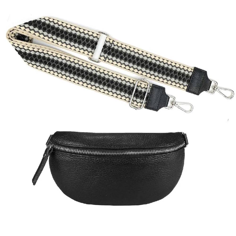 Made in Italy OBC DAMEN SET Gürteltasche + Schultergurt LEDER Crossbody Hüfttasche Bauchtasche Umhängetasche Brusttasche CrossOver Bodybag Schultertasche Handytasche Geldtasche Tasche Kosmetiktasche Jubiläumsangebot