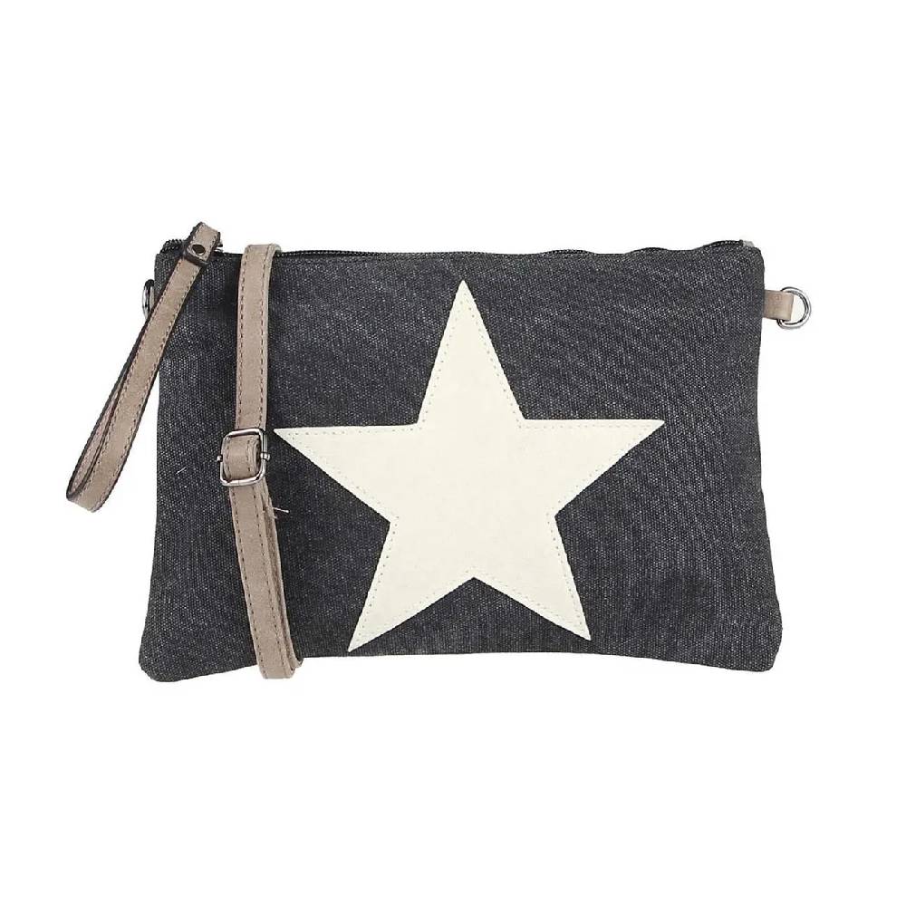 OBC Damen Stern Clutch Tasche Canvas Leder Strass Schultertasche Umhängetasche Online Outlet