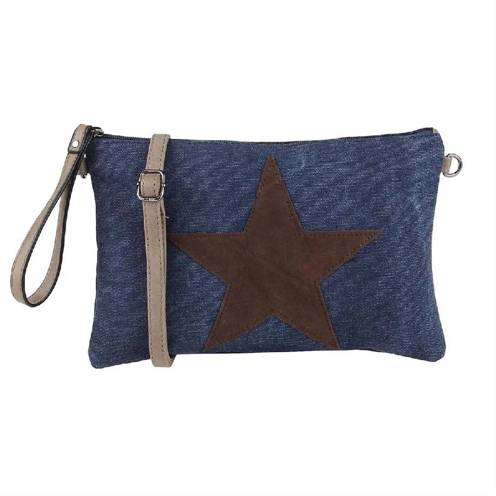 OBC Damen Stern Clutch Tasche Canvas Leder Strass Schultertasche Umhängetasche Online Outlet