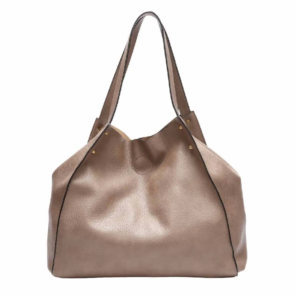 OBC DAMEN TASCHE XXL SET 2in1 Shopper Handtasche Hobo Bag Schultertasche Cross Over Body Bag Umhängetasche Crossbody Beuteltasche Leder Optik DIN-A4 Nieten Tägliche Deals