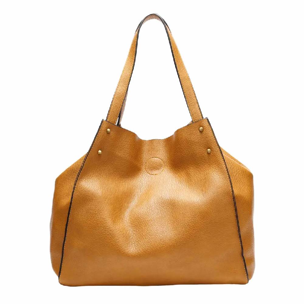 OBC DAMEN TASCHE XXL SET 2in1 Shopper Handtasche Hobo Bag Schultertasche Cross Over Body Bag Umhängetasche Crossbody Beuteltasche Leder Optik DIN-A4 Nieten Tägliche Deals