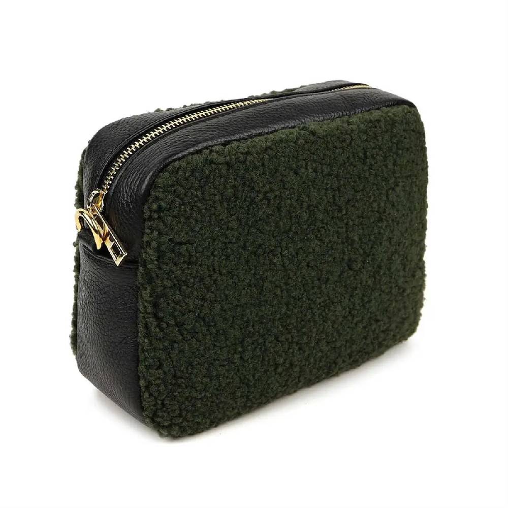 OBC Made in Italy Damen Teddy Tasche Schultertasche Pelz Bodybag Ledertasche Umhängetasche Kunstfell Crossover Damentasche Crossbody Plüsch Felltasche Wintertasche VIP-Rabatte