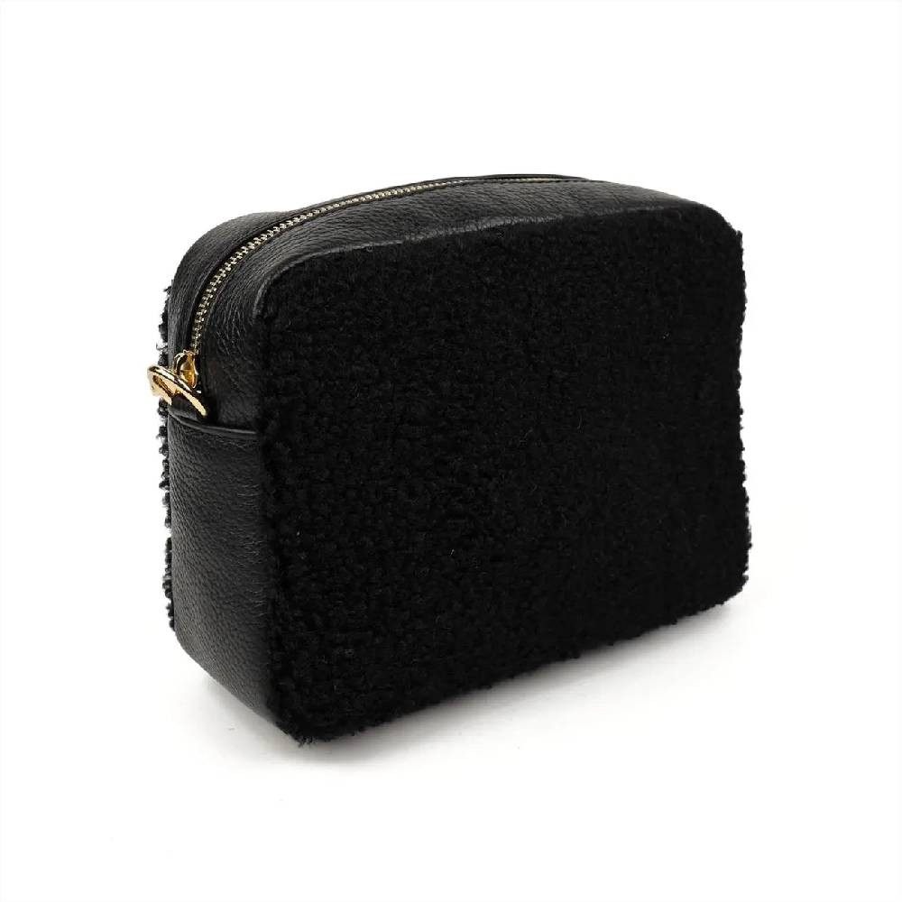 OBC Made in Italy Damen Teddy Tasche Schultertasche Pelz Bodybag Ledertasche Umhängetasche Kunstfell Crossover Damentasche Crossbody Plüsch Felltasche Wintertasche VIP-Rabatte