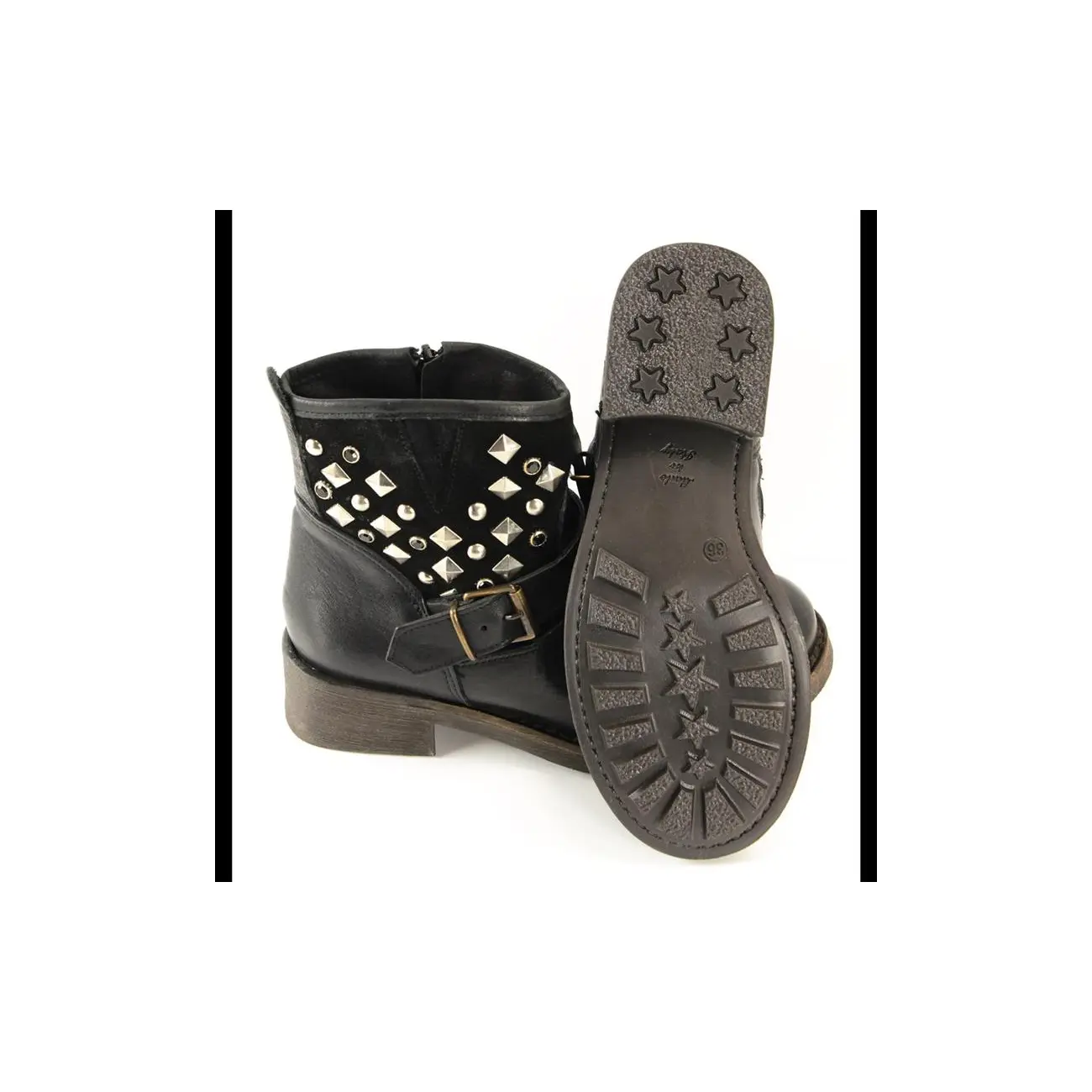 Ovye by Cristina Lucchi echt Leder Stiefel Stiefeletten Schuhe Ankle Boots Biker Wochenangebot