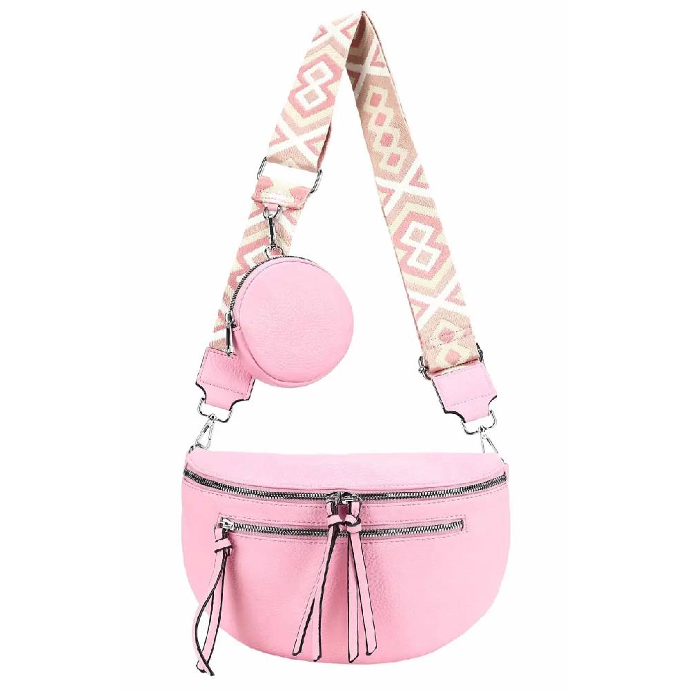 OBC ITALYSHOP24 Damen Tasche Umhängetasche Brusttasche Muster Gürtel Bauchtasche Crossbody Gürteltasche Hüfttasche Crossover Bodybag Schultertasche Handytasche Leder Optik Letzte 2 Tage