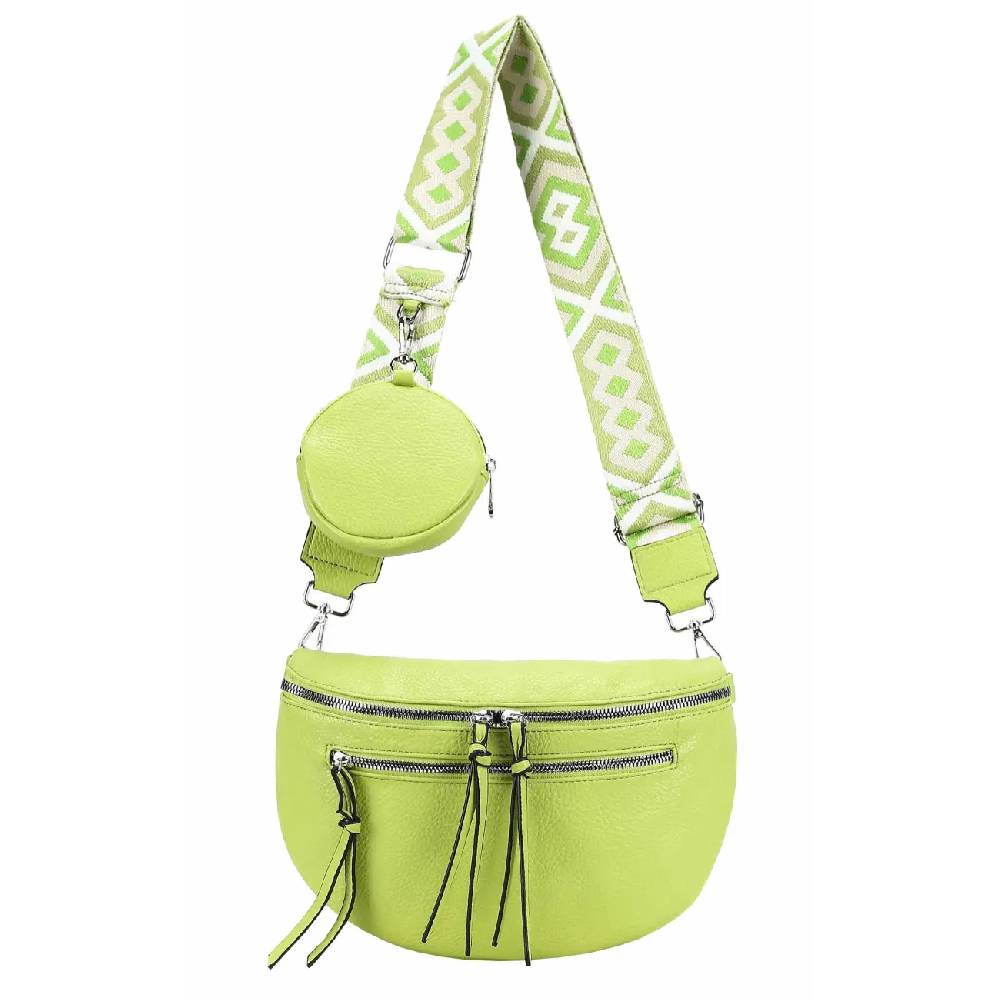 OBC ITALYSHOP24 Damen Tasche Umhängetasche Brusttasche Muster Gürtel Bauchtasche Crossbody Gürteltasche Hüfttasche Crossover Bodybag Schultertasche Handytasche Leder Optik Letzte 2 Tage