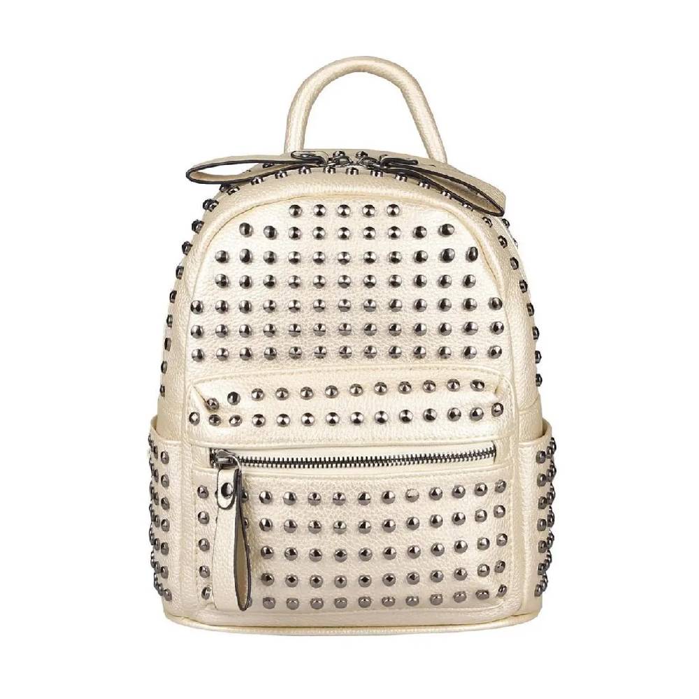 DAMEN NIETEN RUCKSACK TASCHE Cityrucksack Stadtrucksack Metallic Backpack Schultertasche Handtasche Umhängetasche Shopper Daypack zollfrei