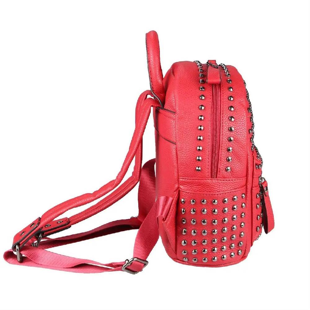 DAMEN NIETEN RUCKSACK TASCHE Cityrucksack Stadtrucksack Metallic Backpack Schultertasche Handtasche Umhängetasche Shopper Daypack zollfrei