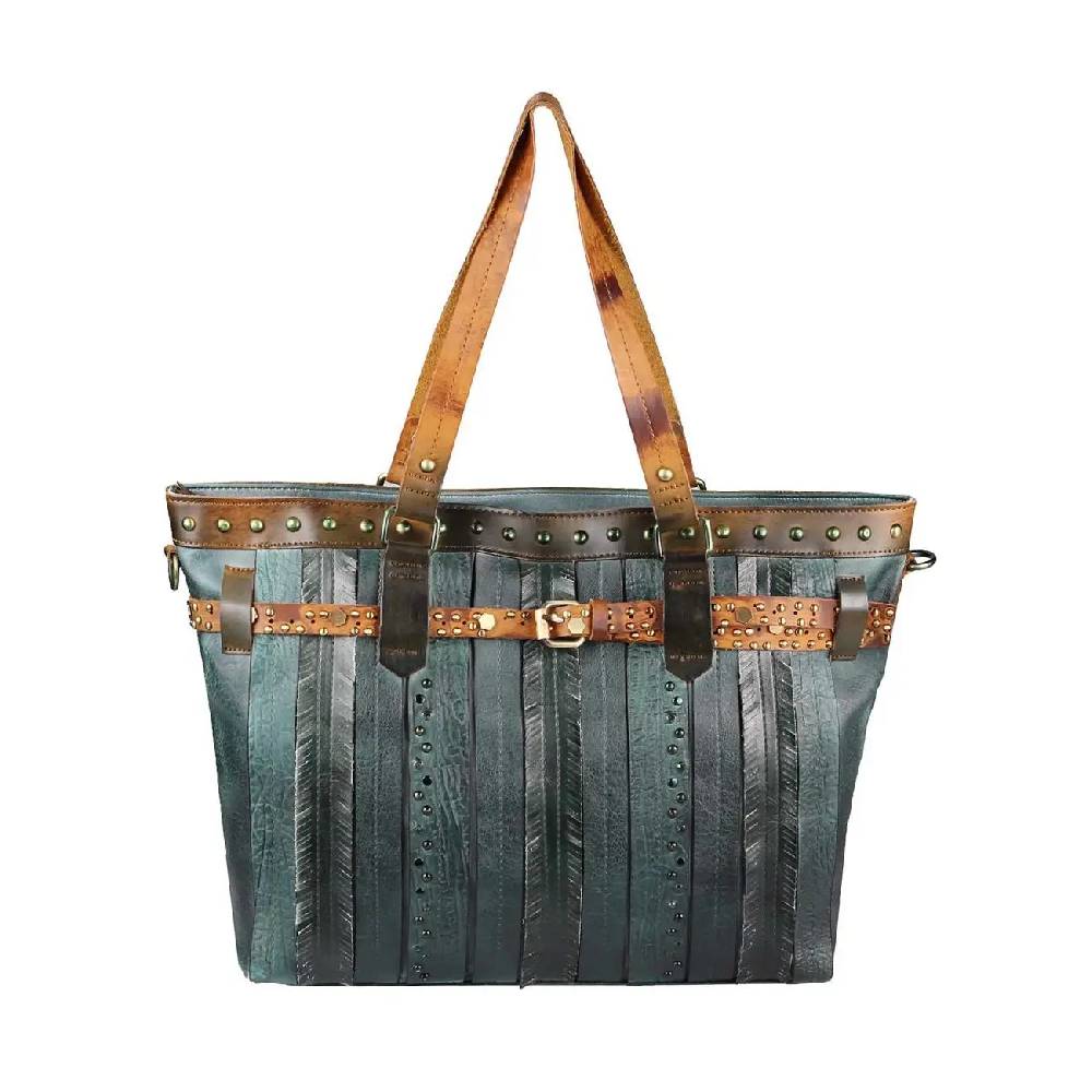 DAMEN TASCHE DIN-A4 Shopper Tote Bag Henkeltasche Handtasche Leder Optik Umhängetasche Schultertasche Beuteltasche Nietentasche Günstiger Verkauf