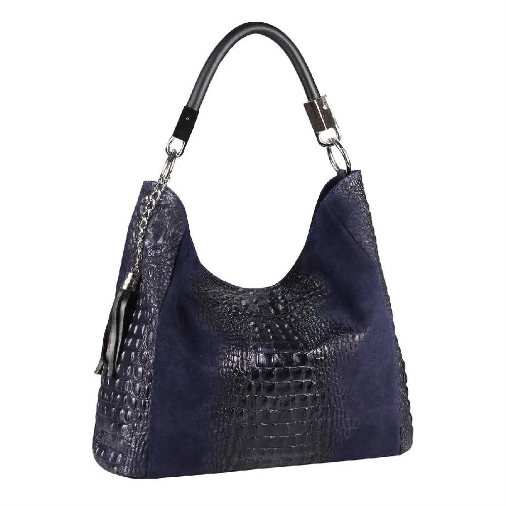 OBC Made in Italy DAMEN LEDER TASCHE KROKO-Prägung Shopper Tote Bag Wildleder Schultertasche Handtasche Business DIN-A4 Meist gekauft