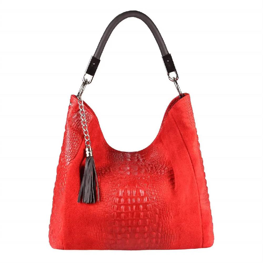 OBC Made in Italy DAMEN LEDER TASCHE KROKO-Prägung Shopper Tote Bag Wildleder Schultertasche Handtasche Business DIN-A4 Meist gekauft
