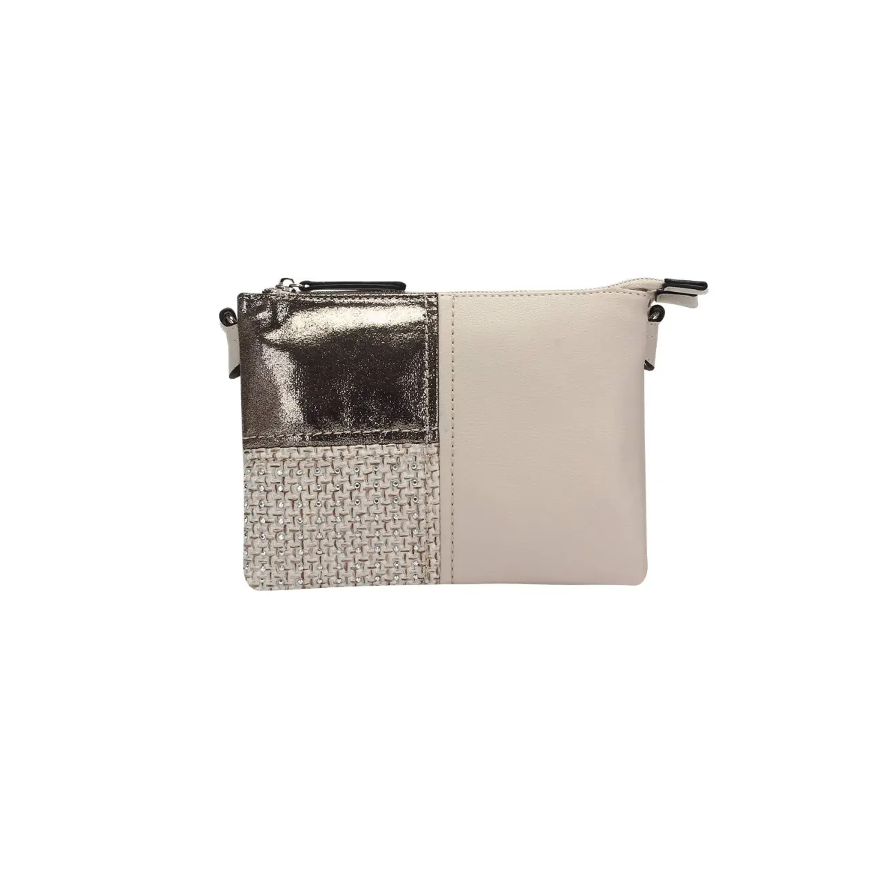 DAMEN 2xFach ABEND TASCHE CLUTCH POCHETTE Unterarmtasche Handtasche Schultertasche Umhängetasche Leder Optik Silbern Günstig kaufen