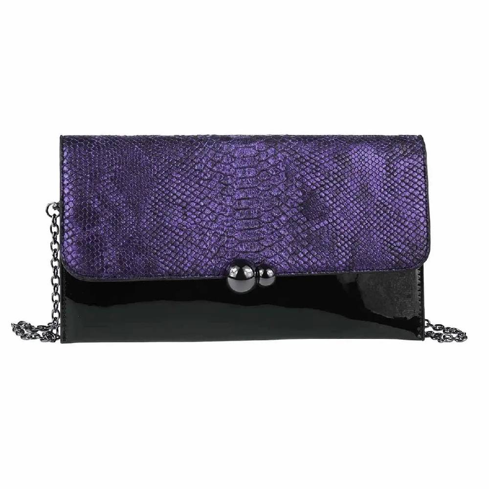 DAMEN ABENDTASCHE CLUTCH POCHETTE Umschlag-Tasche Reptilprägung Kettentasche Unterarmtasche Handtasche Schultertasche Umhängetasche Versandkostenfrei
