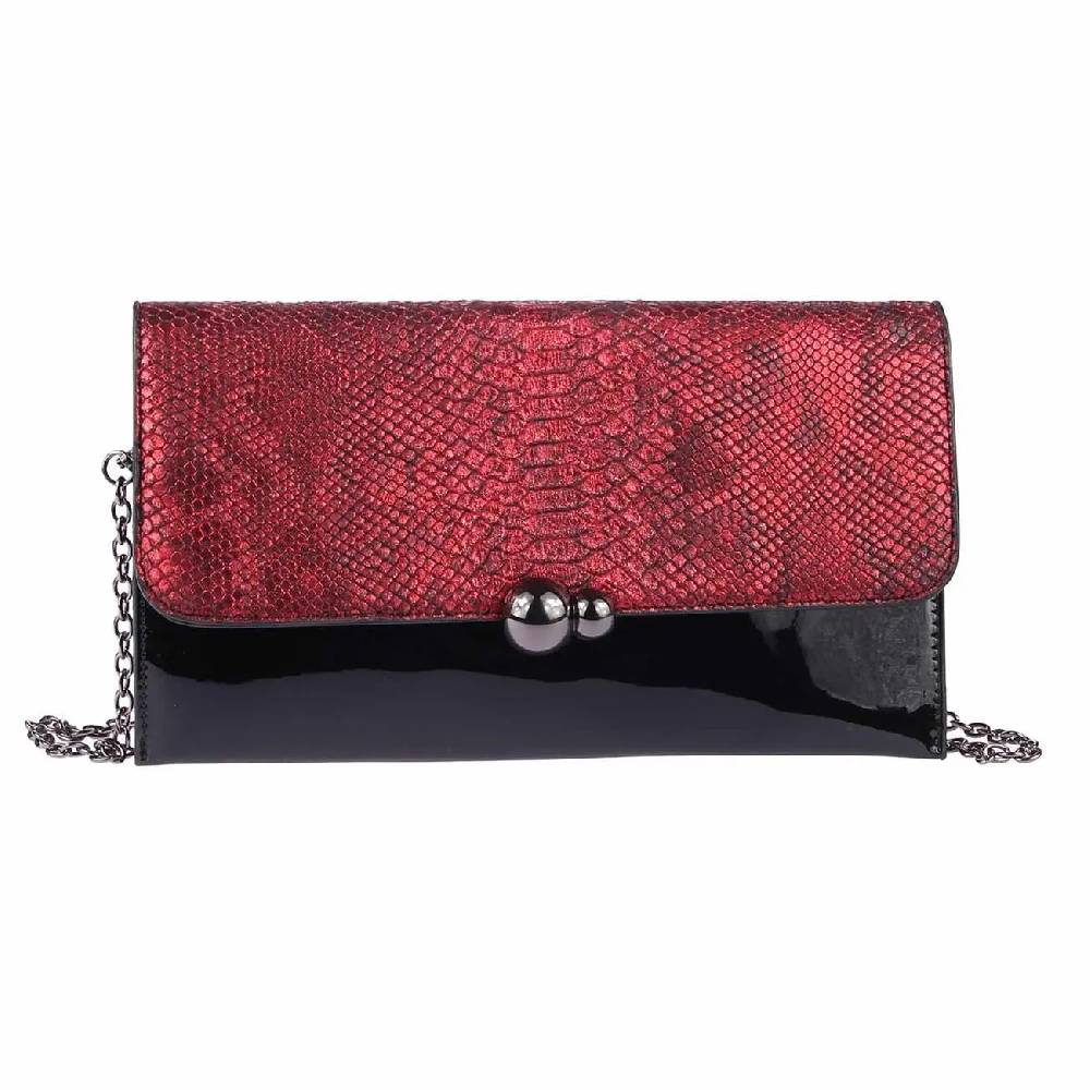 DAMEN ABENDTASCHE CLUTCH POCHETTE Umschlag-Tasche Reptilprägung Kettentasche Unterarmtasche Handtasche Schultertasche Umhängetasche Versandkostenfrei