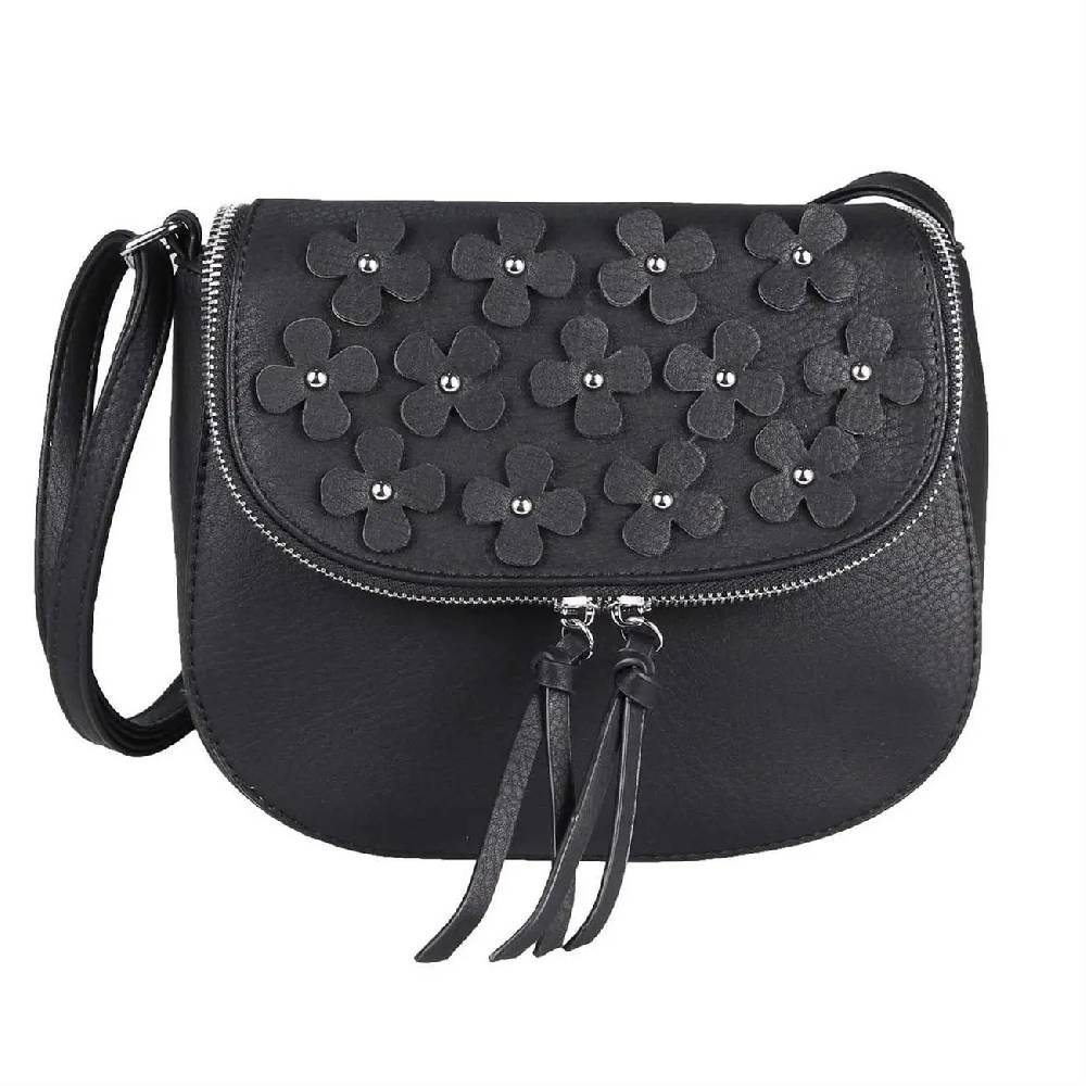 DAMEN BLUMEN TASCHE Schultertasche Umhängetasche Schmucktasche CrossOver Handtasche Abendtasche Crossbody Henkeltasche Leder Optik Großer Ausverkauf