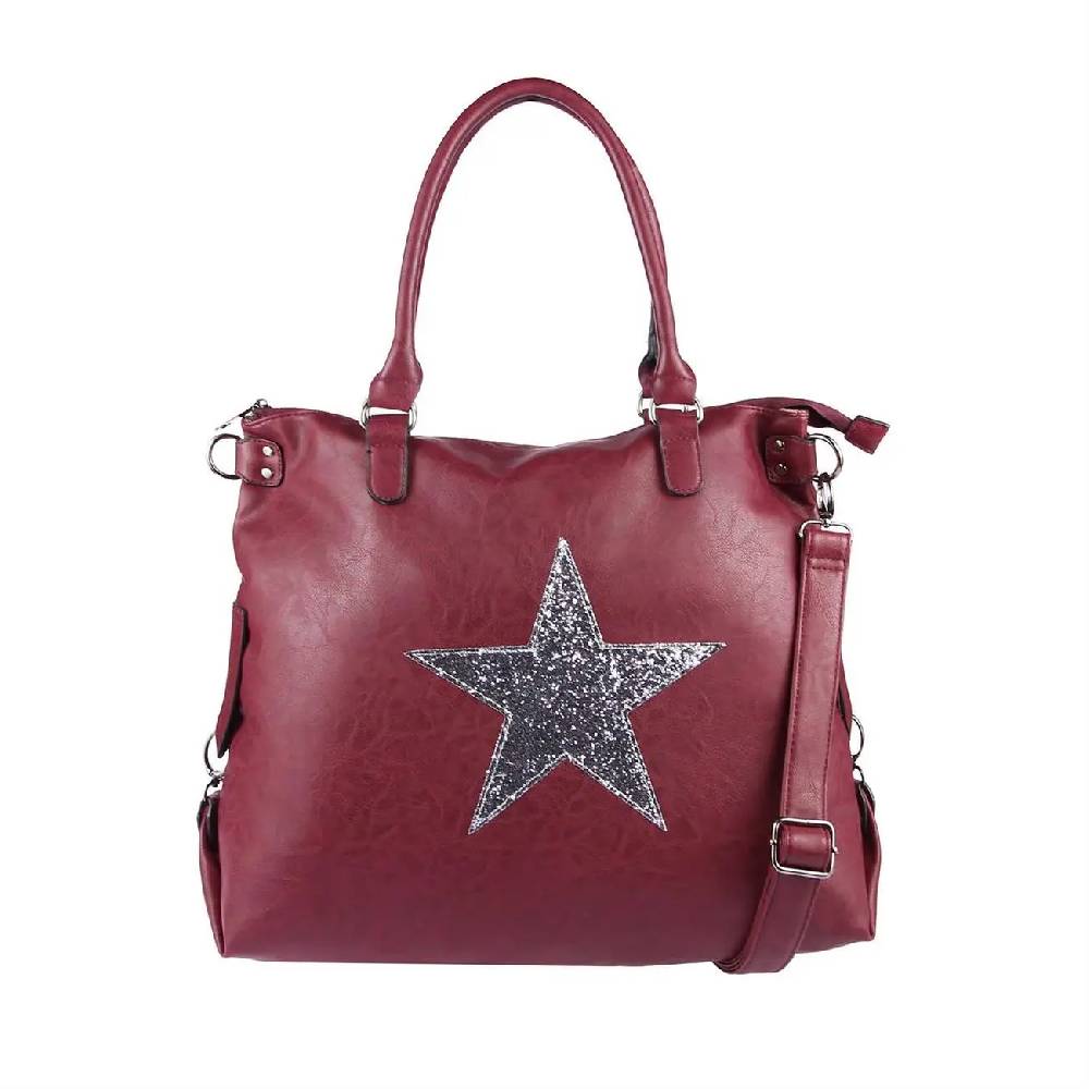 OBC ital-design DAMEN STERN TASCHE Shopper XXL DIN-A4 Handtasche Schultertasche Beuteltasche Henkeltasche CrossOver Umhängetasche Saisonschlussverkauf