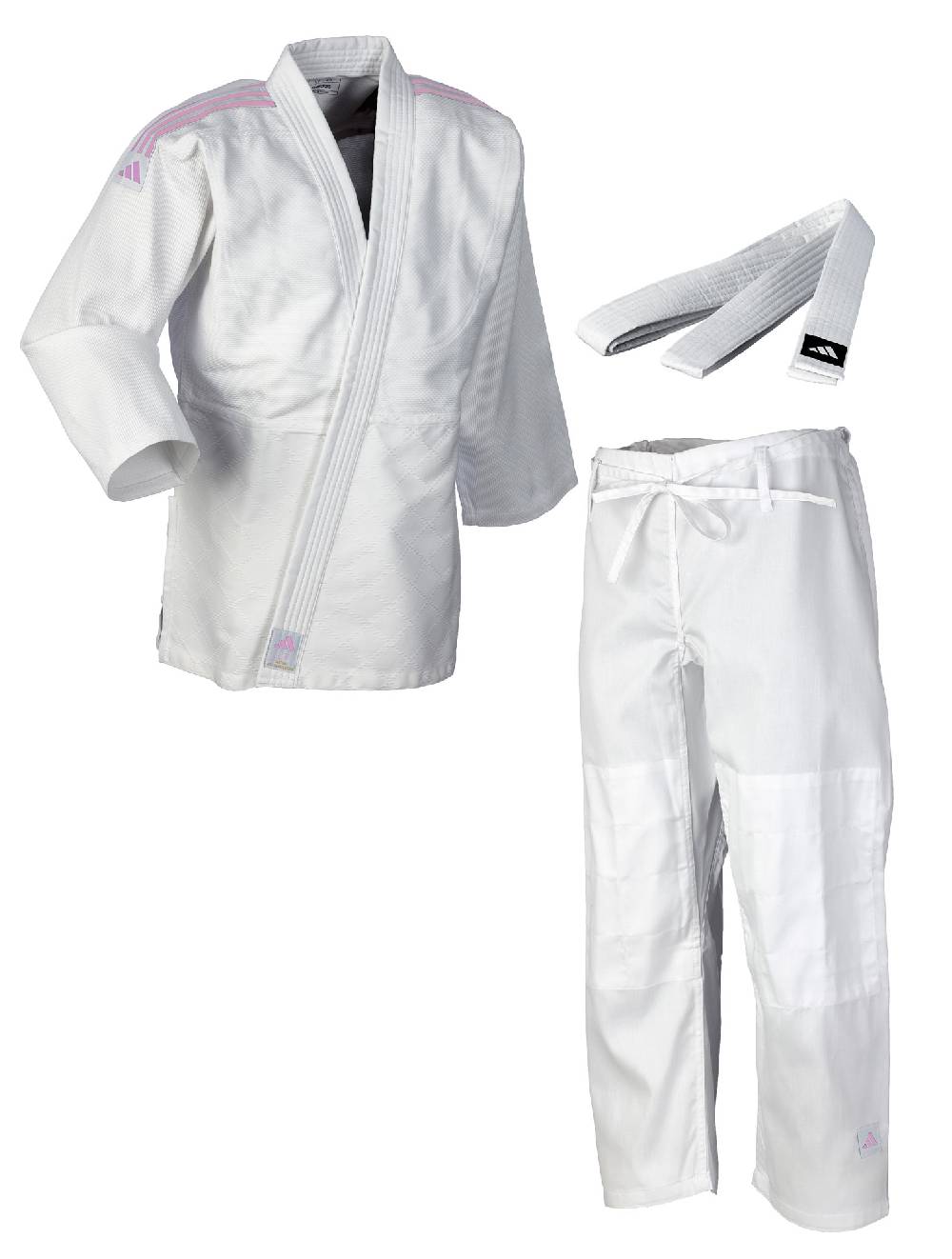 Ju Sports adidas Judo-Anzug Club weiß/pinke Streifen, J350 Sonderangebot der Fabrik