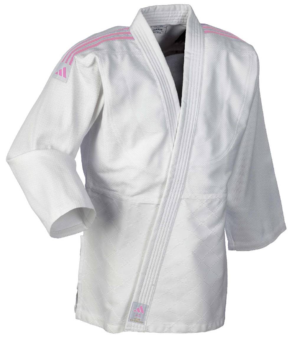 Ju Sports adidas Judo-Anzug Club weiß/pinke Streifen, J350 Sonderangebot der Fabrik