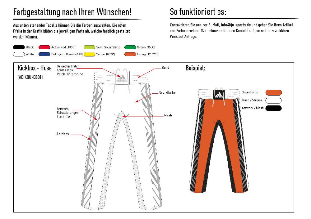 Ju Sports adidas Kickbox-Hose nach Kundenwunsch, adiKBUN300T Fabrikpreis