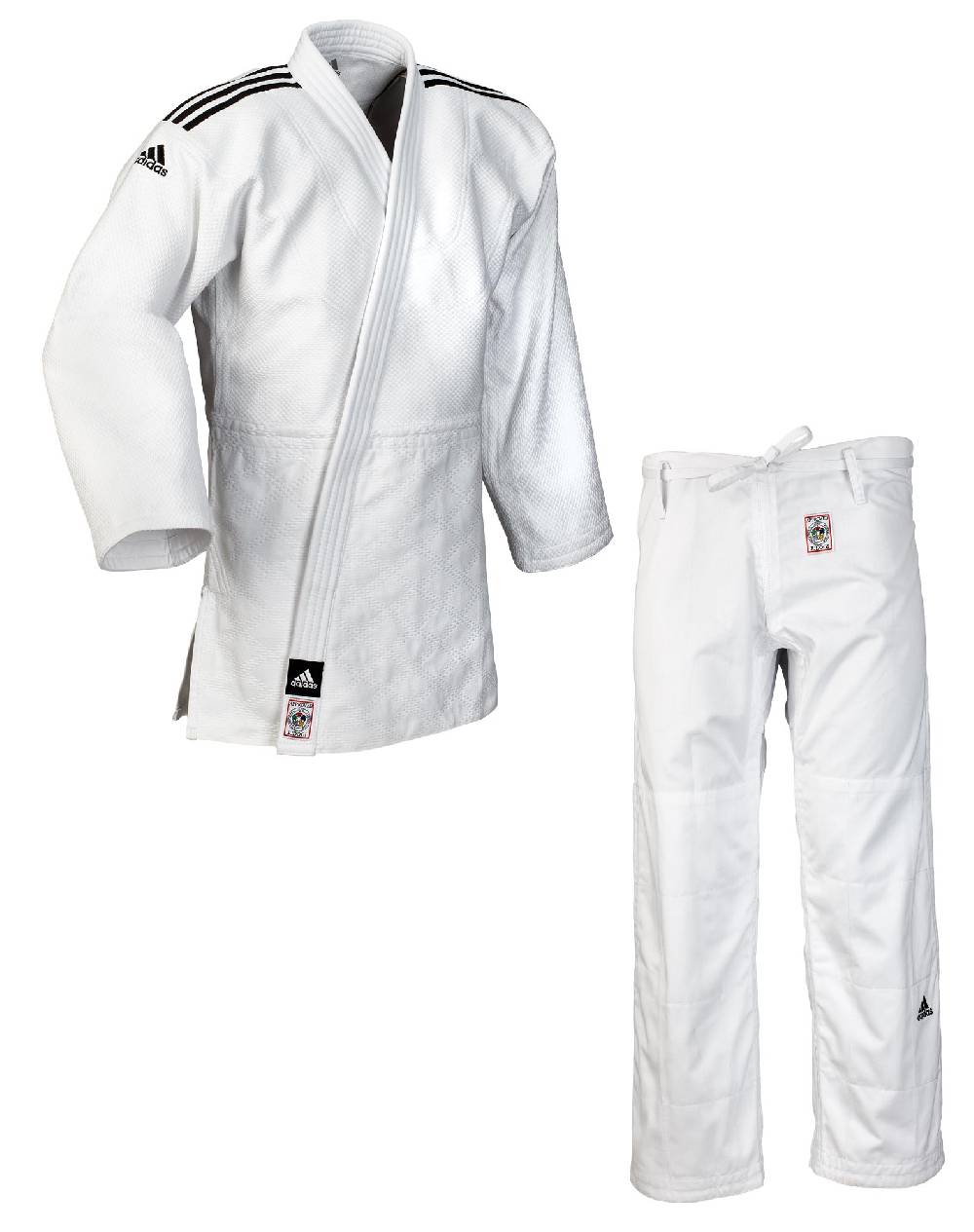 Ju Sports adidas Judoanzug CHAMPION II IJF slim cut, weiß/schwarze Streifen, JIJFS Osterangebot