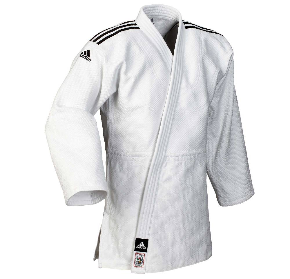 Ju Sports adidas Judoanzug CHAMPION II IJF slim cut, weiß/schwarze Streifen, JIJFS Osterangebot