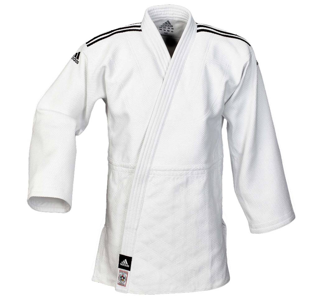 Ju Sports adidas Judoanzug CHAMPION II IJF slim cut, weiß/schwarze Streifen, JIJFS Osterangebot