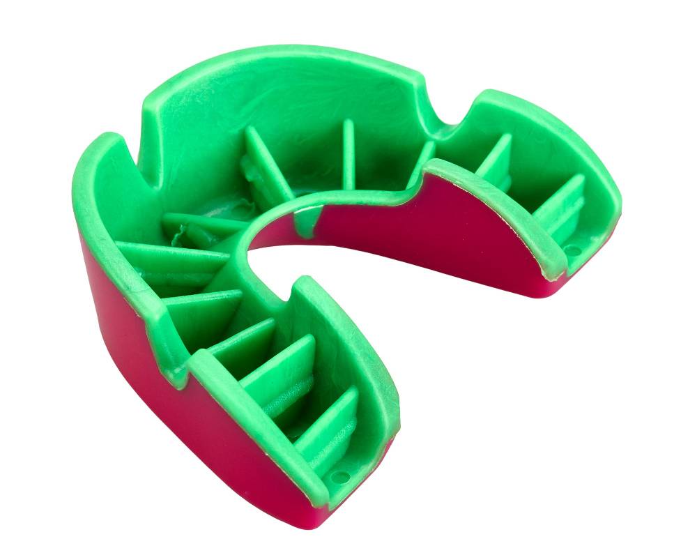 Ju Sports OPRO Zahnschutz Silver - Pink/ Fl. Green 50% Rabatt mit kostenlosem Versand