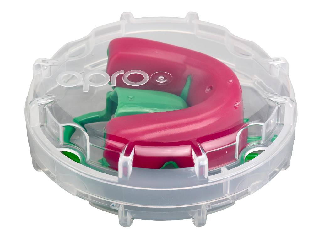 Ju Sports OPRO Zahnschutz Silver - Pink/ Fl. Green 50% Rabatt mit kostenlosem Versand