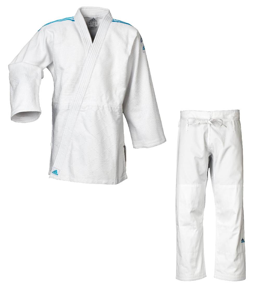 Ju Sports adidas Judo-Anzug Contest weiß/blaue Streifen, J650 Schlussverkauf