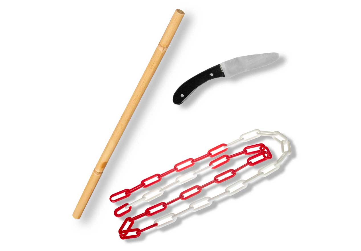 Ju Sports Ju-Jutsu Waffenset 1: Bambusstock, Alumesser, Kette (1. Kyu) Saisonale Angebote