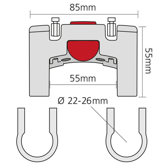 Klickfix Standard – für Lenker Ø 22–26 mm Lagerräumung