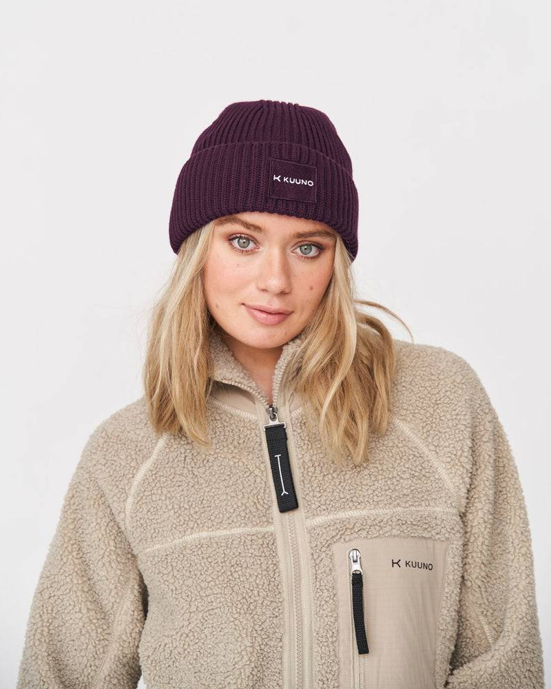 Kuuno Ribbed Cotton Beanie Dark Berry Kostenloser Versand