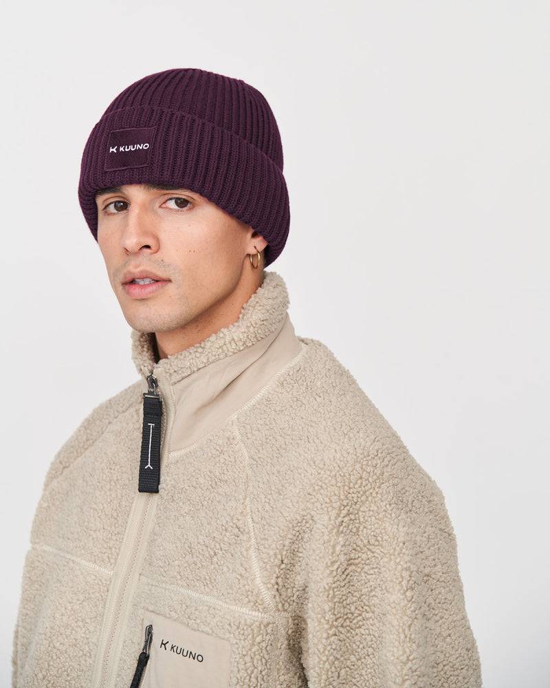 Kuuno Ribbed Cotton Beanie Dark Berry Kostenloser Versand