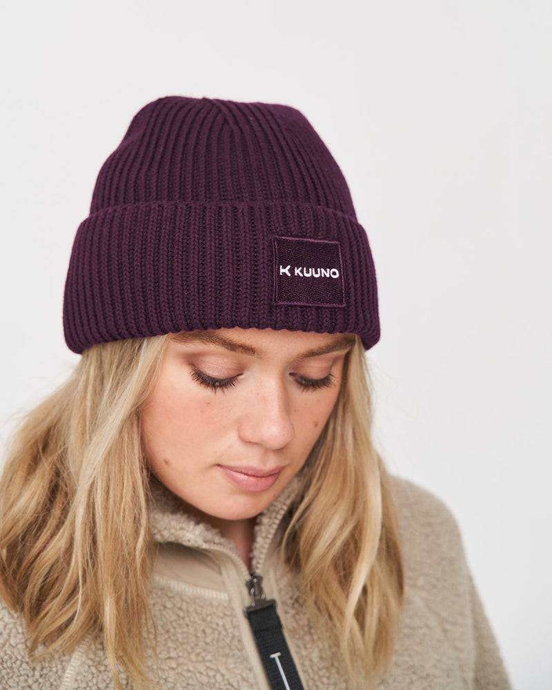 Kuuno Ribbed Cotton Beanie Dark Berry Kostenloser Versand