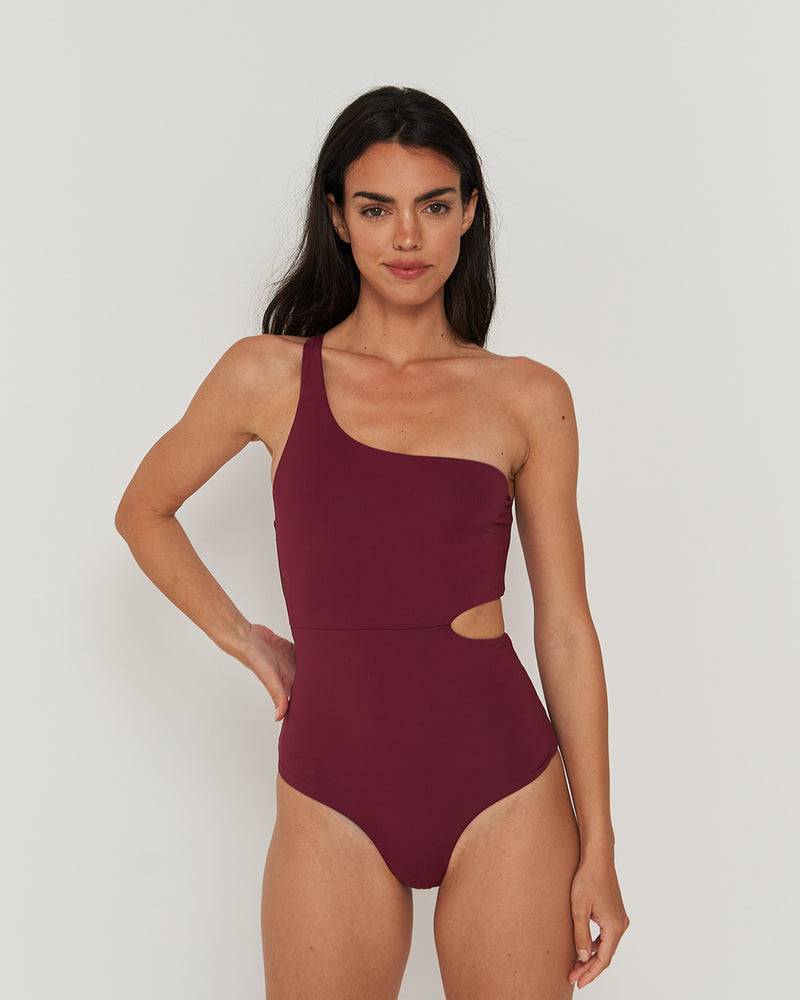Kuuno Swimsuit One Shoulder Dark Berry