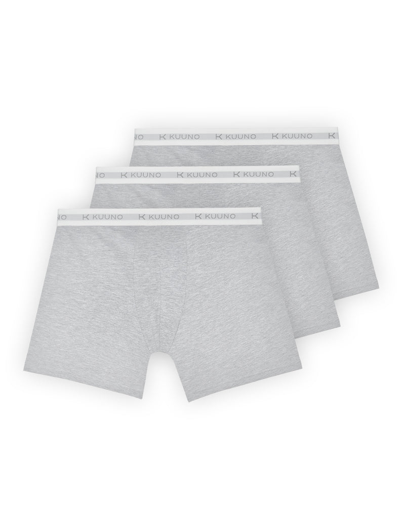 Kuuno 3er-Set Everyday Boxers Long Light Grey