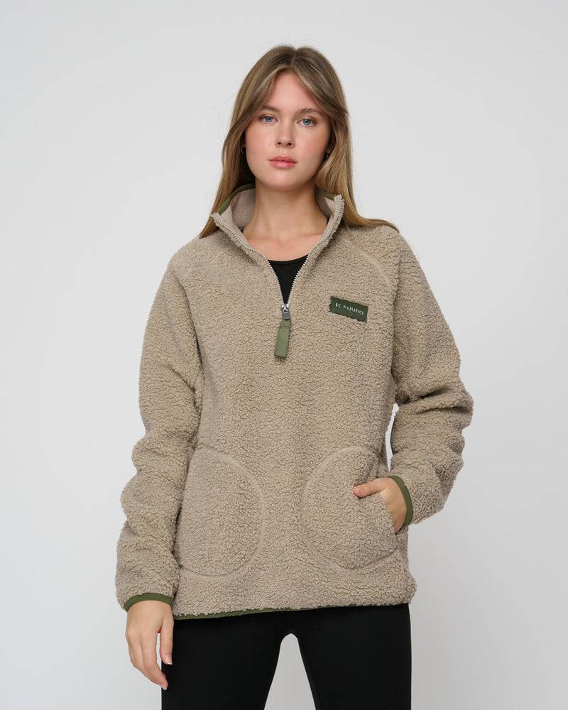 Kuuno Everyday Half Zip Fleece Deep Sand Online Shopping