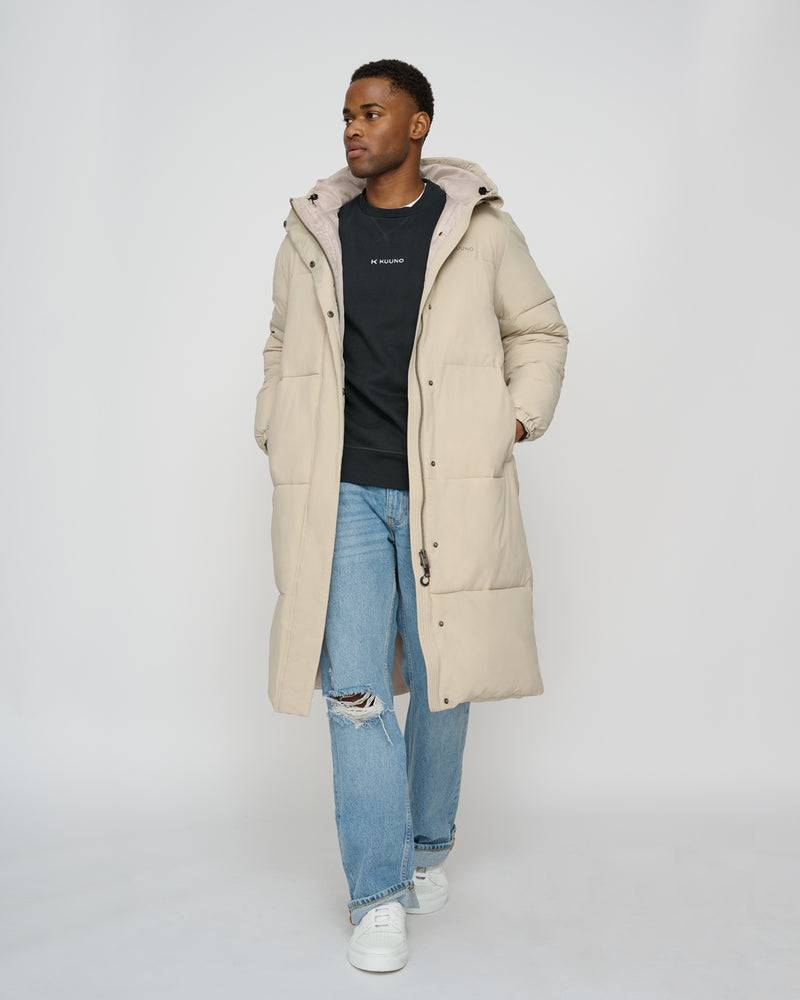Kuuno Everyday Long Puffer Jacket Light Beige Black Friday