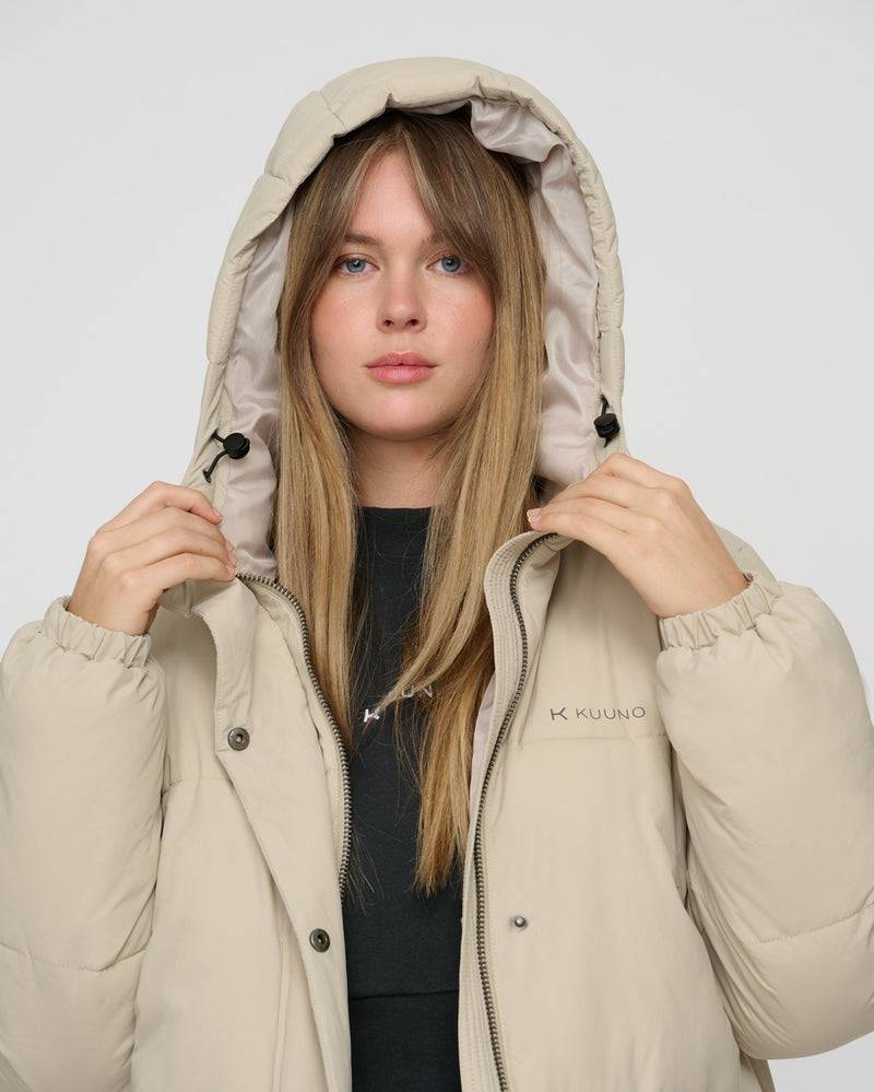 Kuuno Everyday Long Puffer Jacket Light Beige Black Friday