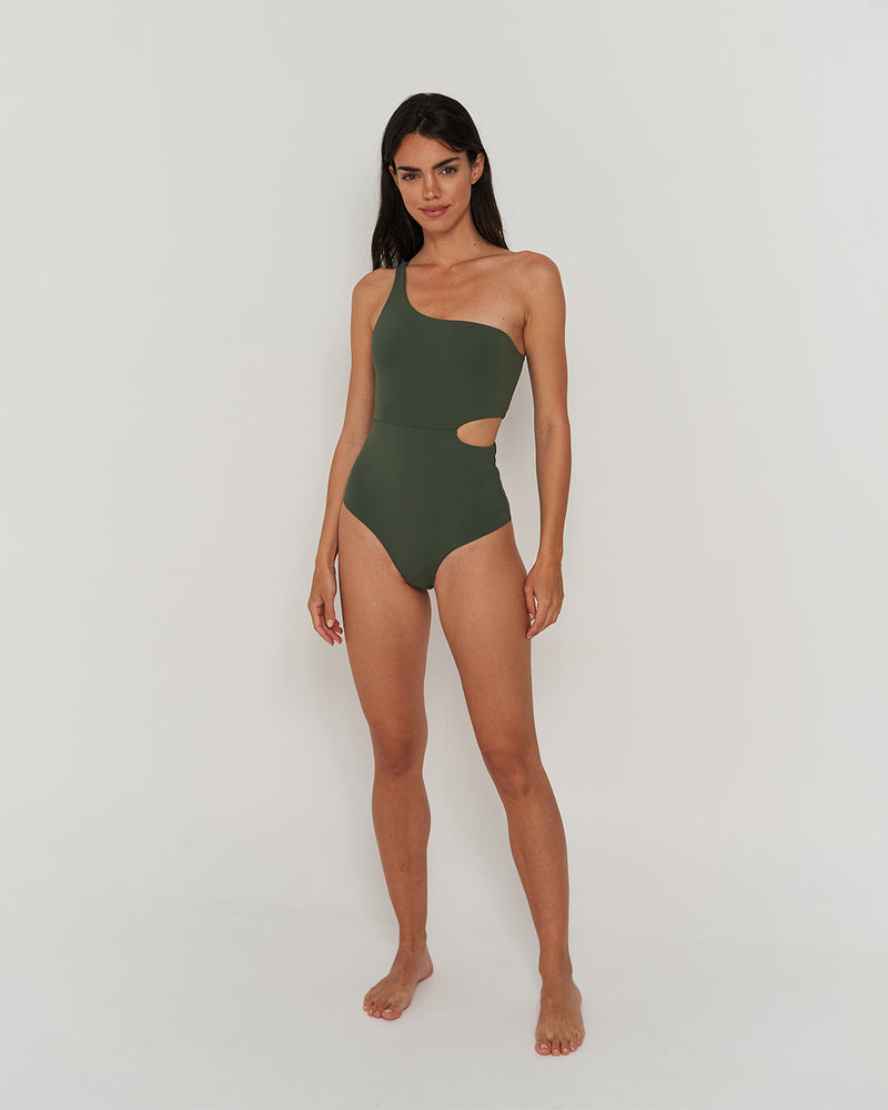 Kuuno Swimsuit One Shoulder Forest Green Muttertagsangebot