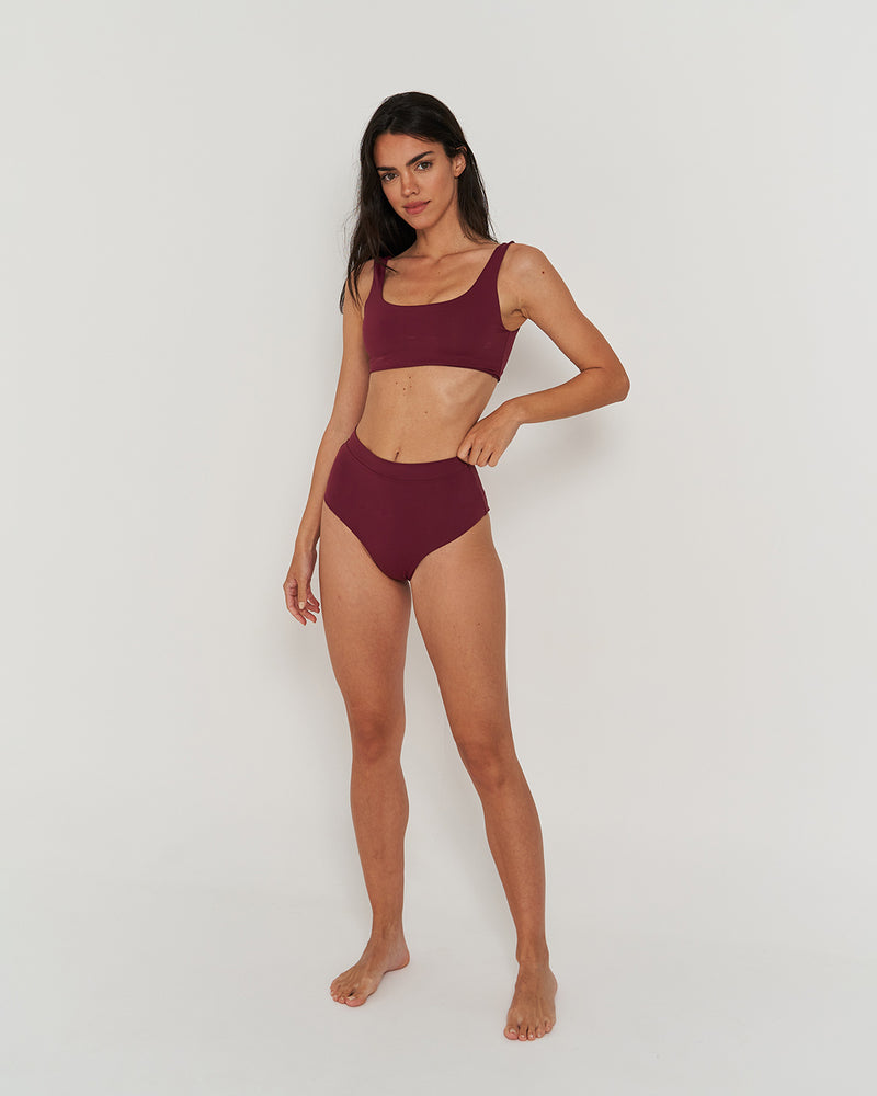 Kuuno Bikini Bottom High Waist Dark Berry Zeitlich begrenztes Angebot