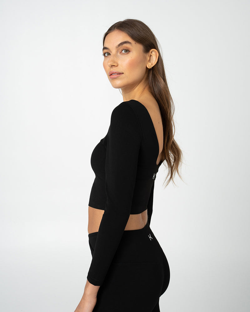 Kuuno Essential Cropped Longsleeve Night Black Fabrikladen