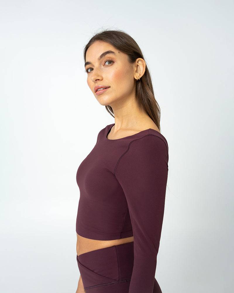 Kuuno Essential Cropped Longsleeve Dark Berry Sonderangebot
